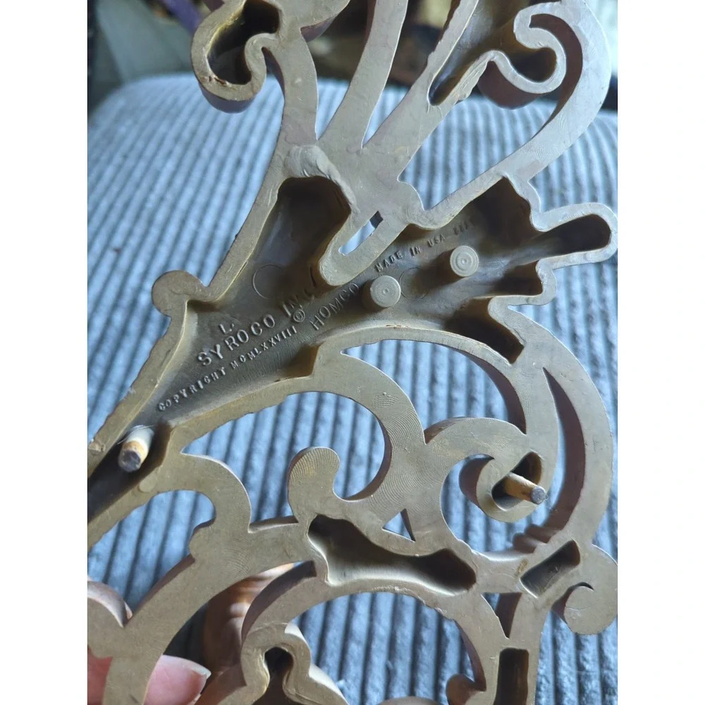 Vintage Syroco Wall Sconce 1970s Candle Holder Ornate Scrolling Tan